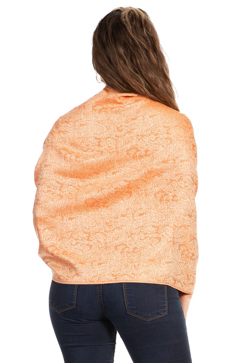 Sakkas Two Tone Vintage Jacquard Paisley Pashmina Shawl Wrap Scarf Stole - Champagne/Orange paisley - Image 2